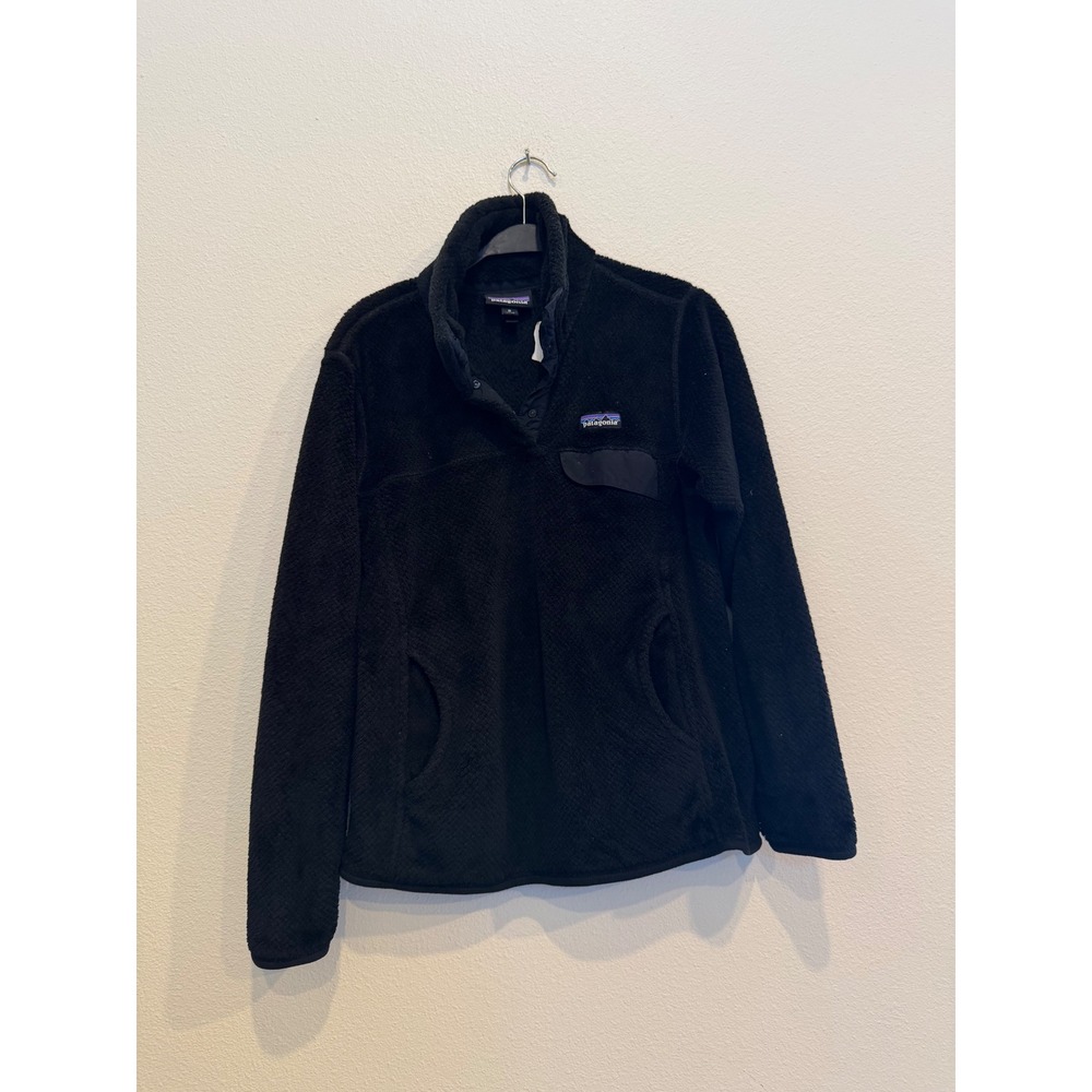 Patagonia Re-Tool Snap-T Fleece Pullover Womens Medium Black 225021 Mock Neck